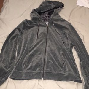 Gay zip up sweater with silk trim